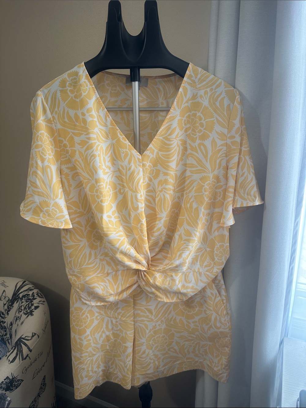 Yellow Floral Twist-Front and Matching Shorts